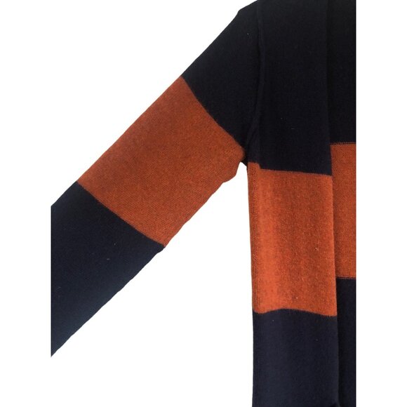 Birds of Paradis Trovata Colorblock Navy Rust Wool Open Duster Cardigan Small - Picture 3 of 7